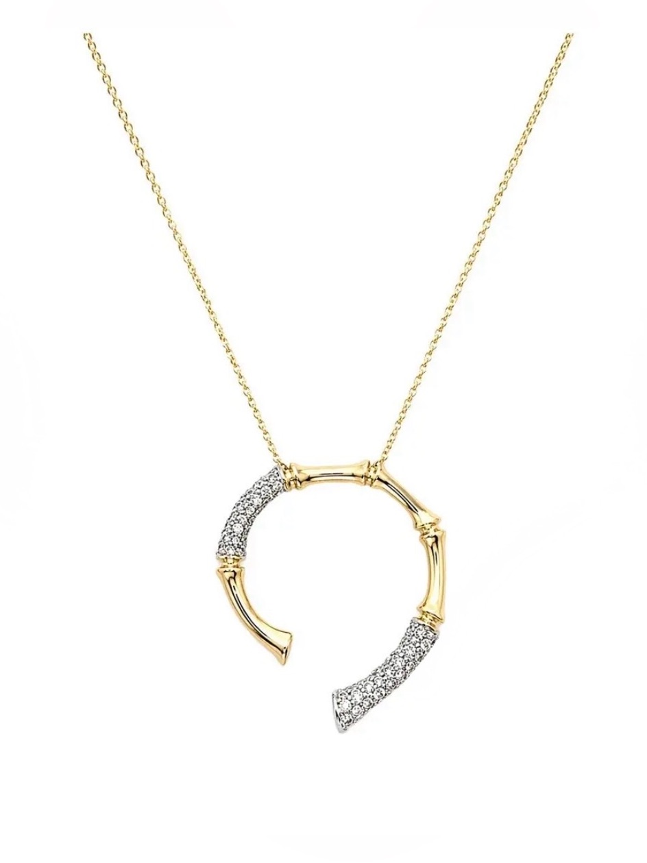 New Alexis Bittar Bamboo Necklace Gold Clear Swarovski Crystals Jn04 Jn11